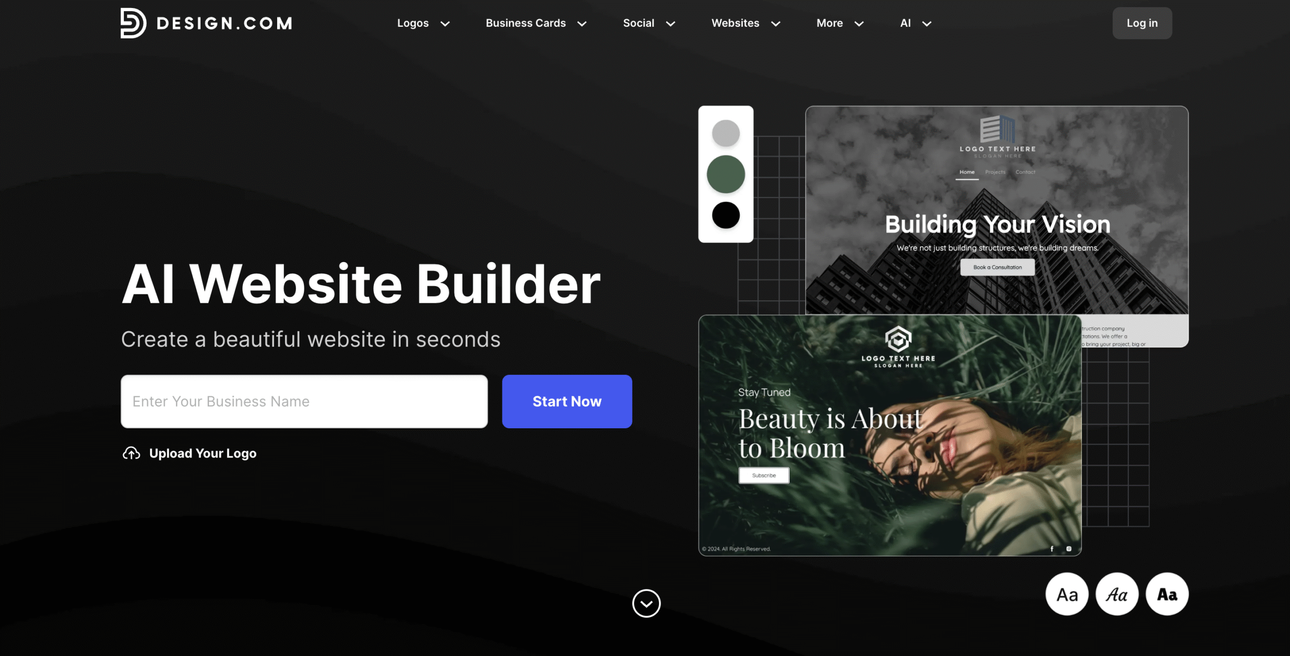 3. Create Website with AI using Design com.